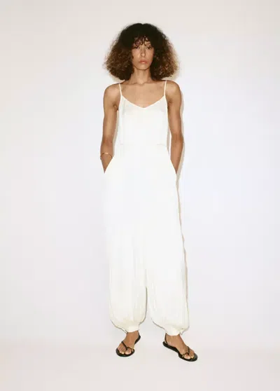 Mango Belted Romper In White