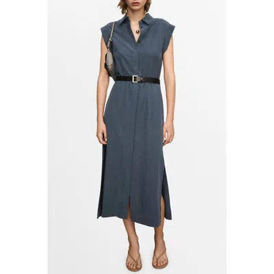 Mango Belted Shirtdress In Charcoal