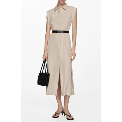 Mango Belted Shirtdress In Sand