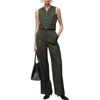 Mango Belted Sleeveless Jumpsuit In Green