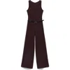 Mango Belted Sleeveless Marl Jumpsuit In Brown