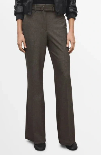 Mango Belted Straight Leg Pants In Brown