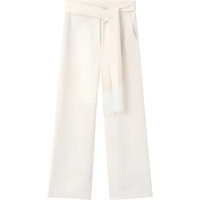 Mango Belted Straight Leg Pants In Metallic
