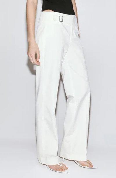 Mango Belted Straight Leg Pants In White