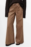 Mango Belted Stripe Wide Leg Jeans