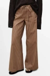 Mango Wideleg Jeans With Stripes And Belt Medium Brown In Brown