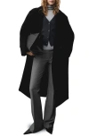 Mango Turtleneck Virgin Wool Coat Black In Black