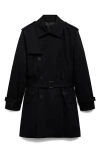 Mango Belted Water Repellent Trench Coat In Black