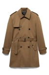 Mango Belted Water Repellent Trench Coat In Tobacco Brown