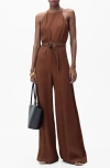 Mango Halter-neck Jumpsuit With Belt Brown