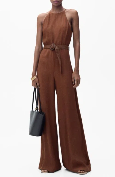 Mango Belted Wide Leg Jumpsuit
