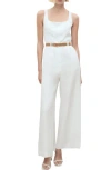 Mango Long Lyocell Jumpsuit With Belt Off White In White