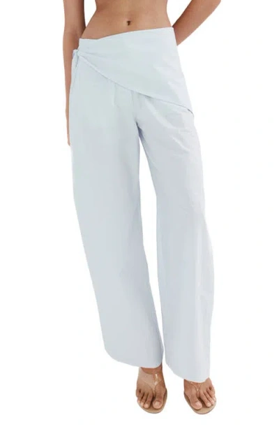 Mango Belted Wide Leg Pants In White