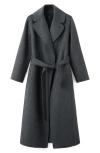 Mango Belted Wool Blend Coat In Blue
