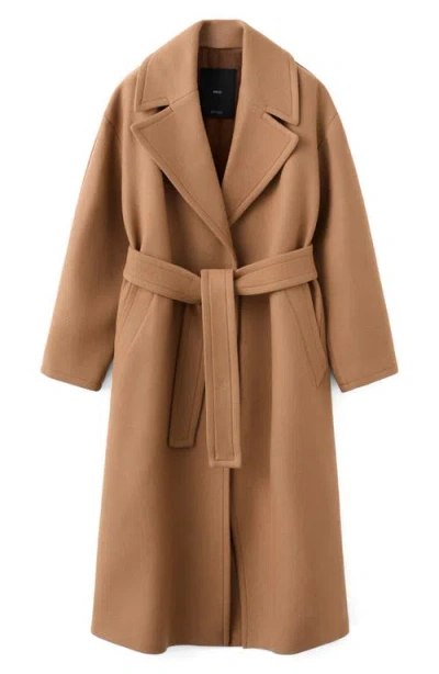Mango Belted Wool Blend Coat In Brown