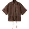 Mango Belted Zip-front Shirt In Brown