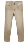 Mango Ben Crop Tapered Jeans In Sand