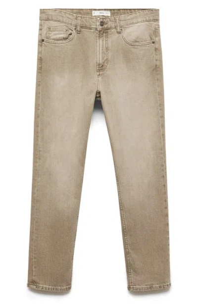 Mango Ben Crop Tapered Jeans In Sand