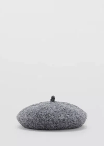 Mango Béret Laine Mélangée In Gris Chiné Moyen
