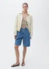 Mango Dart Bermuda Denim Shorts In Bleu Moyen