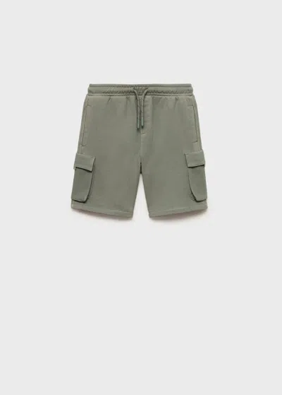 Mango Kids' Drawstring Cargo Bermuda Shorts In Pastel Green