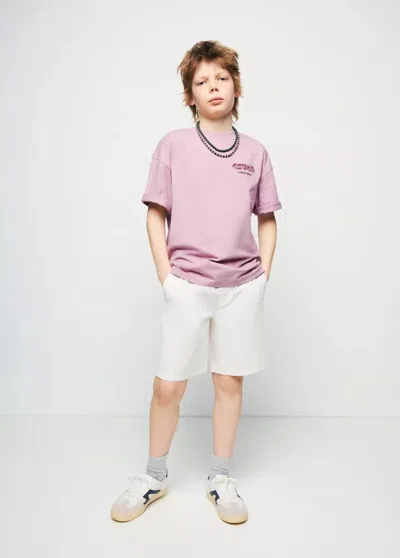 Mango Kids' Cotton Shorts With Drawstring In Off White
