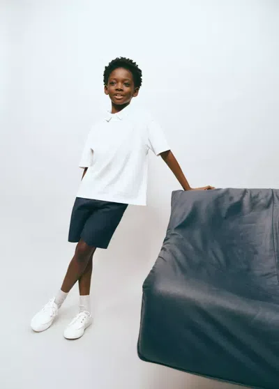 Mango Kids' Bermuda Coton Et Lin Mélangé In White