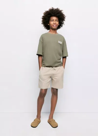 Mango Kids' Bermuda Coton Et Lin Mélangé In Brown