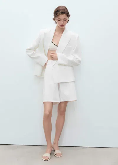 Mango Straight-fit High-waist Bermuda Shorts White