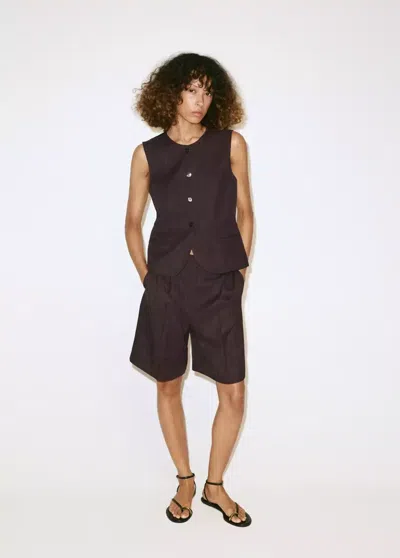 Mango Bermuda Droit Taille Normale In Brown