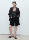 Mango Raw Hem Nonstretch Bermuda Shorts In Black