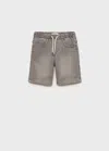 Mango Denim Bermuda Shorts With Drawstring Denim Grey In Denim Grey