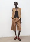 Mango Denim Jorts Belt In Brown