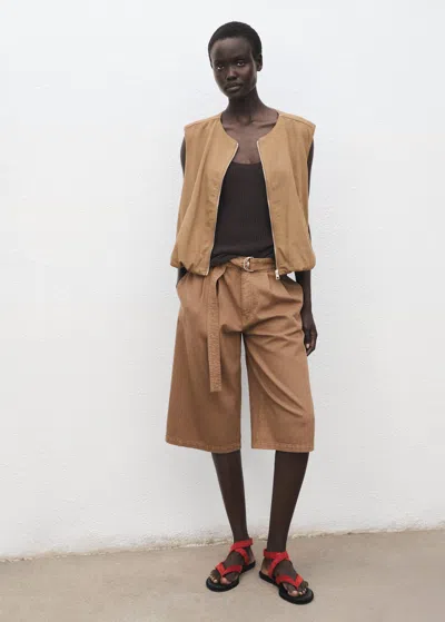 Mango Denim Jorts Belt In Brown