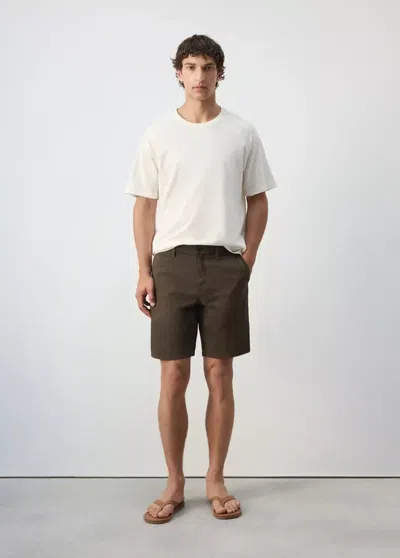 Mango Bermuda Regular Fit En Coton-lin In Brown