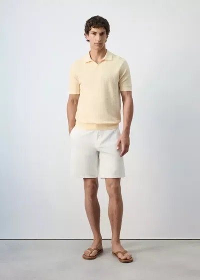 Mango Bermuda Regular Fit En Coton-lin In White