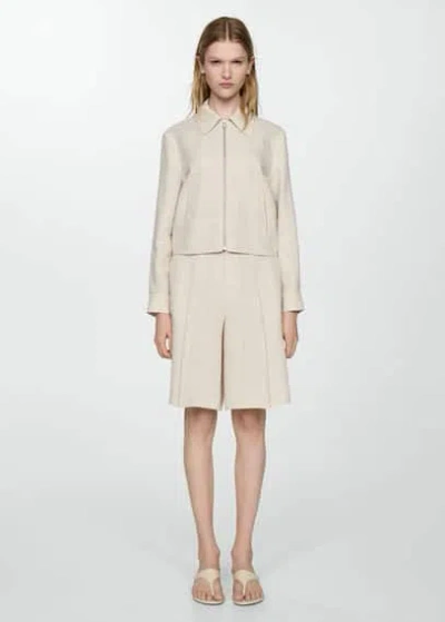 Mango Women's Linen Bermuda Shorts In Light/pastel Grey