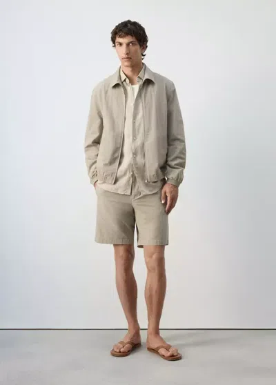 Mango Bermuda Slim-fit 100 % Coton In Sand