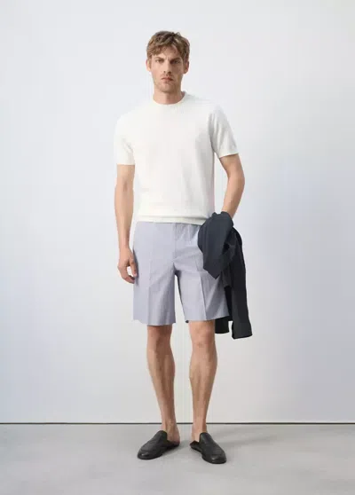 Mango Bermuda Slim-fit Coton In Gray