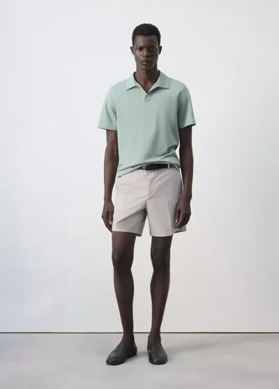 Mango Slim-fit Cotton-lyocell Bermuda Shorts In Ice Grey