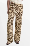 Mango Bernie Print Wide Leg Drawstring Pants In Multi