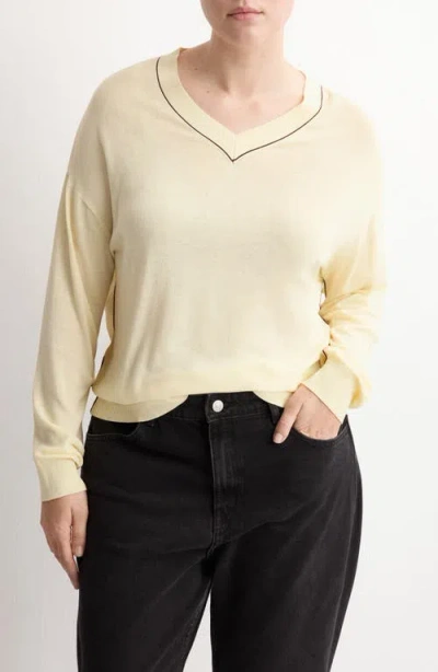 Mango Bert Jersey V-neck Sweater In Yellow