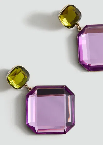Mango Bicolour Pendant Earrings Purple