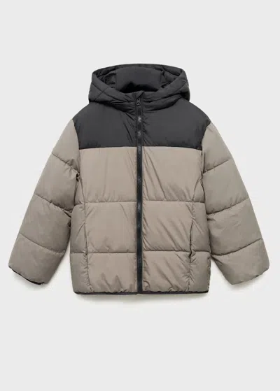 Mango Kids' Bicolour Quilted Anorak Medium Grey In Black