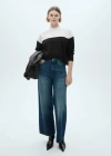 Mango Bicolour Sweater Black In Black