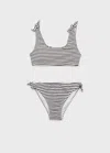 Mango Striped Bikini With Bow Straps Black In Black