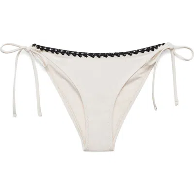 Mango Blanket Stitch Embroidered Bikini Bottoms In White