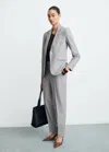 Mango Blazer Costume Cintré Gris - Femme - 46 -  In Gray