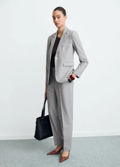 Mango Blazer Costume Cintré Gris - Femme - 46 -  In Gray