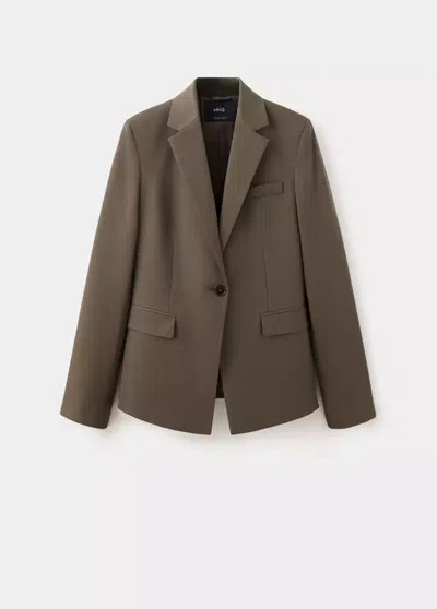 Mango Blazer Costume Cintré In Brown